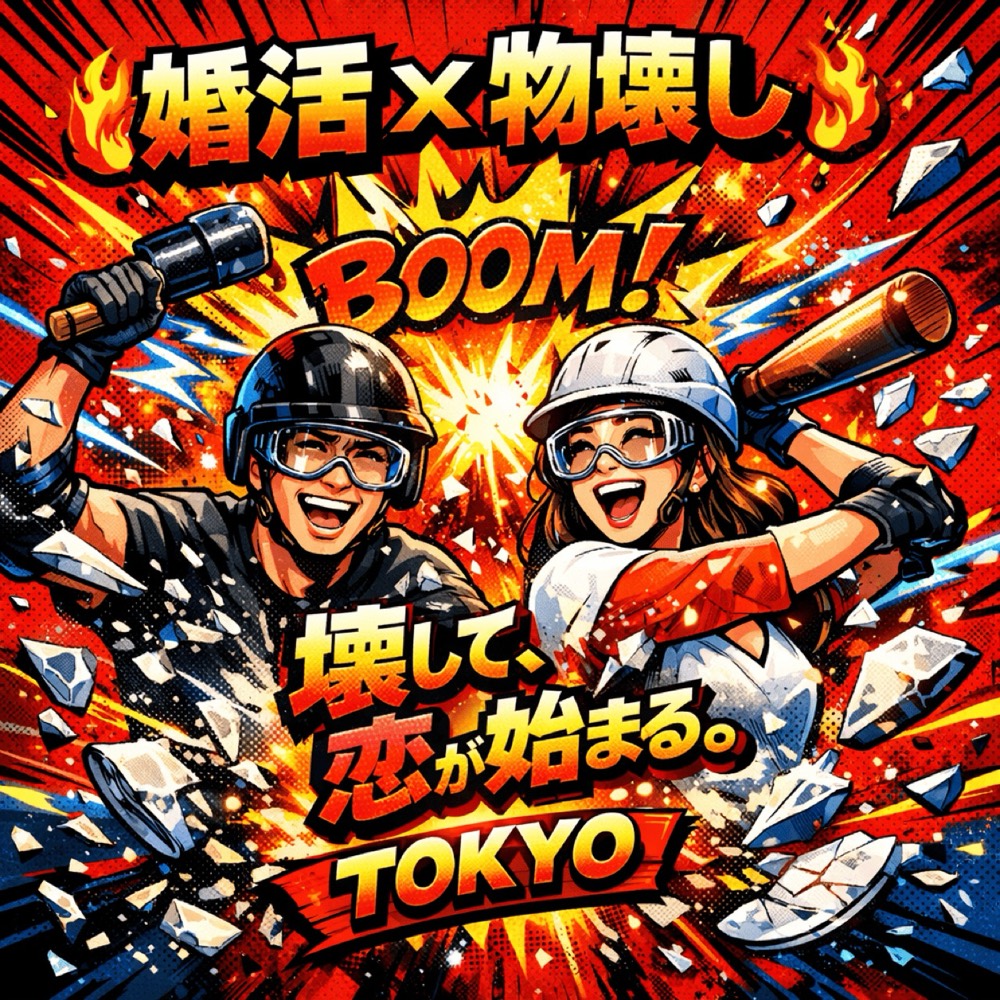 【東京で話題】婚活イベント × 物壊し体験|壊して始まる恋という新ジャンル - 新感覚アミューズメント/カフェ REEAST ROOM(リーストルーム)