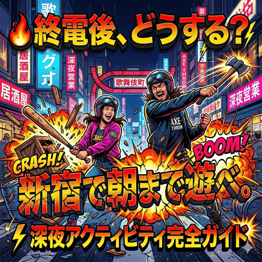 新宿で夜に遊べる場所は?仕事帰り・二次会に使える体験型スポット完全ガイド【2026年最新版】