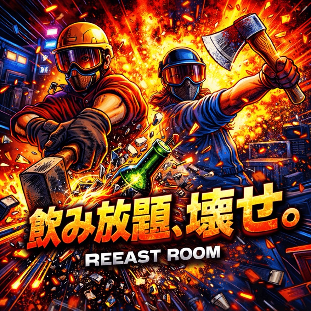 【東京で唯一?】REEAST ROOMが“飲み放題×物壊し×斧投げ”を開始|池袋・西新宿で話題の新感覚ストレス発散スポット